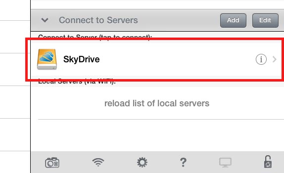 SkyDriveに接続